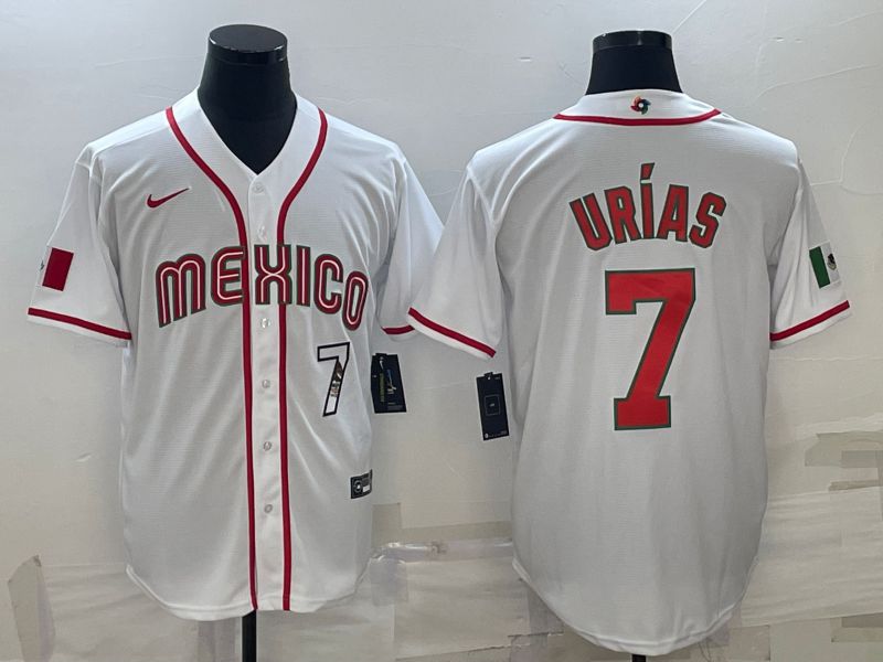 Men 2023 World Cub Mexico #7 Urias White Nike MLB Jersey17